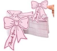 20 pièces Cartes de remerciement avec nœud rose - Cartes vierges à écrire à la main, art sincère fait main, convient pour l'emballage-cadeau, la décoration de fête d'anniversaire, de mariage, d'annive