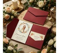 20 pièces Cartes d'invitation pliables en trois avec perles et paillettes, avec enveloppes. Convient pour les mariages, les 15e anniversaires, les réunions de famille, les baptêmes, les enterrements d
