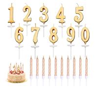 20 Pièces Champagne Bougies Anniversaire, pour Anniversaire de Mariage | Bougies-Chiffres D’anniversaire 0 à 9, Bougie Gateau Anniversaire Torsadées, Birthday Candles Numbers
