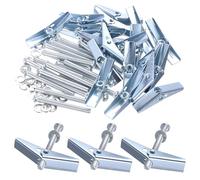 20 pièces chevilles à ressort M5x50 avec boulons à bascule, cloison sèche | Pour charges lourdes sur plaques de plâtre: M5x50, écrous papillon + vis tête ronde cruciforme; montage rapide, tenue fiable.