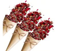 20 pièces Cônes de confettis de mariage Cônes de roses Emballage de bouquet Décoration Pétales de fleurs Cônes de papier blanc creux pour la décoration de table de mariage DIY, fête, emballage cadeau 