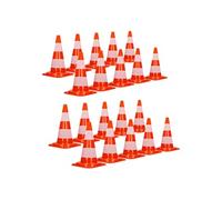 20 Pièces Cônes de Signalisation 47 cm, Orange-Blanc, Pylône de Chantier avec