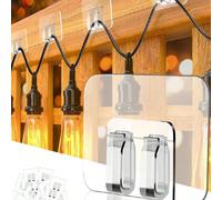 20 pièces Crochets de suspension pour guirlandes lumineuses d'extérieur avec bandes adhésives : Pinces de câble robustes avec bandes adhésives imperméables pour suspendre des guirlandes de Noël - Supp