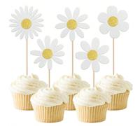 20 pièces Décorations de cupcakes avec thème marguerite, convient pour 1er anniversaire, décorations de cupcakes marguerite, thème hippie boho pour baby shower, décorations de gâteau pour 1er annivers