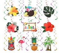 20 Pièces Décorations De Tourbillon Suspendues De Fête D'anniversaire Hawaïenne,Décorations De Fête Tropicales À Suspendre,Pour Célébrer Un Anniversaire,L'Été,La Piscine La Plage,Les Décoration