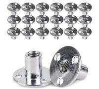 20 Pièces écrou à Bride, M8 écrou de Bride à 3 Trous Ronde Brides D'écrou en T Base pour Fixation de Meubles de Raccordement (M8 X 37 X 2,5mm)