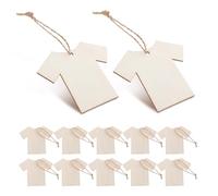 20 Pièces Étiquettes en Bois Forme T-shirt avec Ficelle, Beige | Bois et Corde de Chanvre, Surface Vierge, Style Rustique , pour Emballage Présent et Présentoirs