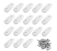 20 Pièces Fixation Droit Plat Plaques Support en Droit Plat Metalliques Equerres Plaques Pattes d'assemblage 16 * 46mm Equerre de Fixation Plats pour Fixation Meubles