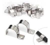 20 Pièces Fixation Grillage Rigide Sur Mur 25mm Attache Grillage Rigide Inoxydable Colliers de Serrage en U à Trou pour Ø 25-25.5mm Câble Tuyaux d'eau Installation