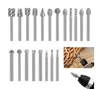 20 Pièces Fraises Rotatives HSS 3 mm Tige, Fraises en Carbure Compatible avec Dremel, Embouts Outils Rotatifs pour Sculpture Bois Gravure Métal Meulage Polissage Perçage Coupe Travail