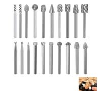 20 Pièces Fraises Rotatives HSS, Fraises en Carbure 3mm Tige pour Outils Rotatifs, Fraises en Carbure Compatibles avec Dremel, Idéales pour Sculpture Bois, Gravure Métal, Meulage, Polissage, Perçage