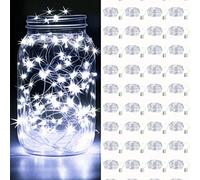 20 pièces Guirlandes lumineuses LED alimentées par batterie, fil de cuivre, lumières d'étoiles lucioles pour bocaux en verre, mariages, fêtes, décoration de table, Noël ; 100 cm Guirlandes lumineuses