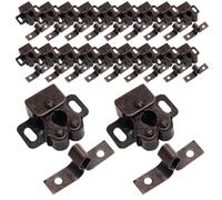 20 Pièces Loquet de Meuble à Double Galet pour Porte D’armoire | Acier Laminé à Froid, Finition Café, Fixation Sûre, Résistance à Corrosion, du Bruit