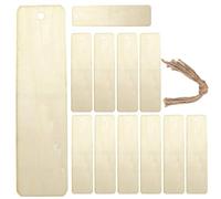 20 Pièces Marque-page Rectangulaire en Bois Brut | Surface Non Peinte, avec Corde, pour Lecture et Créations Personnalisées, Format Khaki