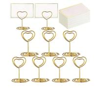 20 pièces Mini porte-numéros de table, porte-cartes de place, porte-cartes de table, supports de numéros de table, signe de table en forme de cœur, support pour photo/menu/mémo pour la décoration de t