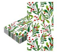 20 Pièces Noël Serviettes en Papier Jetables,40x33cm Doux Serviette Baies de Noël Vaisselle Jetable Recyclable Décoration de Table Restauration Dîner,Serviette pour Fournitures Fête de Noel