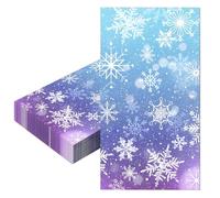 20 Pièces Noël Serviettes en Papier Jetables,40x33cm Doux Serviette Flocon de Neige Bleu Vaisselle Jetable Recyclable Décoration de Table Restauration Dîner,Serviette pour Fournitures Fête de Noël