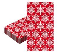 20 Pièces Noël Serviettes en Papier Jetables,40x33cm Doux Serviette Flocon de Neige Rouge Vaisselle Jetable Recyclable Décoration de Table Restauration Dîner,Serviette pour Fournitures Fête de Noël