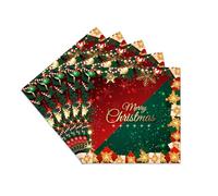 20 Pièces Noël Serviettes en Papier Jetables,Doux Serviette Papier Flocons de Neige Rouge Vert Vaisselle Jetable Recyclable Décoration de Table Restauration Dîner,pour Fournitures Fête de Noël