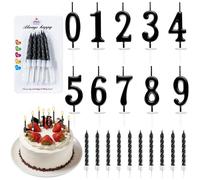 20 Pièces Noir Bougies Anniversaire, Bougies-Chiffres D’anniversaire 0 à 9, Bougie Gateau Anniversaire, Birthday Candles Numbers, pour Anniversaire de Mariage et Fête