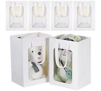 20 Pièces Paquet Présents en Papier Blanc Fenêtre, Poignées | Paquet Présent Kraft Fenêtre, Pochette Papier Élégante, Sachets D'emballage pour Présents de Fête