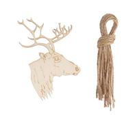 20 Pièces Pendentif de Noël en Bois Cerf Tête Finement Sculpté | Décoration Réutilisable, Légère et Portable pour Sapin, Peinture Créative, Lot pour Emballage et Fête