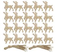 20 Pièces Pendentifs Creux en Bois Soi-même, Forme Renne, Ambiance Noël | Décoration Réutilisable, Bords Adaptés aux Garçon Fille, Cordon Inclus, pour Paquet Présents, Goulots et Ateliers Scolaires