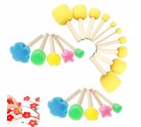 20 Pièces Pinceaux Éponge Brosse à Eponges Rondes Coloré Eponge Pinceaux