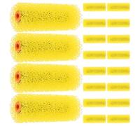 20 Pièces Rouleau à Texture Murale en Éponge Jaune | Application Anti-goutte, Surface Microporeuse à Texture Moyenne, Poignée Stable, pour Murs Apprêtés