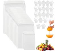 20 Pièces Sac a Lait Vegetal et 20 Gants, 3 Tailles Etamine Alimentaire en Nylon, avec Cordon de Serrage, Réutilisable Sac Filtrant pour Filtre Lait Végétal, Jus de Fruits, 20×30cm, 24×36cm, 15×15cm