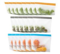 20 Pièces Sac Congelation Reutilisable Silicone Zip,Sans BPA,Lavable Grand Liquide Congeler Repas Fruits Sandwich LéGumes Viandes Puree Freezer Ziplock Bag