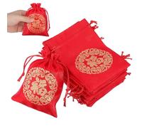 20 Pièces Sachets de Bonbons en Soie 13x10cm, Rouges | Fermeture à Cordon Intégrée, Réutilisables et Légers, pour Emballage de Fête et Rangement de Confiseries