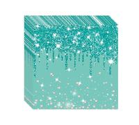 20 Pièces Serviettes en Papier Jetables,Brillant Doux Serviette Bleu Sarcelle Vaisselle Jetable Recyclable Décoration de Table Restauration Dîner,pour Fournitures Fête de Anniversaire Mariage