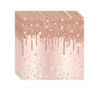 20 Pièces Serviettes en Papier Jetables,Brillant Doux Serviette Or Rose Vaisselle Jetable Recyclable Décoration de Table Restauration Dîner,pour Fournitures Fête de Anniversaire Mariage Noël