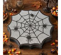 20 pièces Serviettes en papier Toile d'araignée d'Halloween, Serviettes de dîner jetables noires Araignée, Serviettes de cocktail, Fournitures pour fête d'Halloween, Truc ou Traite, Décoration de tabl