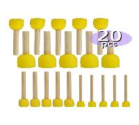 20 pièces/set Brosses rondes en éponge avec 4 tailles, ensemble d'outils de peinture et de tamponnage jetables avec manche en bois, retour à l'école Taille UniquePolyuréthane