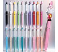 20 pièces Stylo à bille à fût long et fin de couleur macaron, couleur aléatoire, fournitures de papeterie pour loisirs créatifs, décoration de perles en silicone, boîte cadeau festive, rentrée scolair