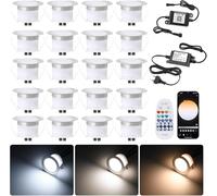 20 pièces wifi intelligent dimmable 3000k - 6000k 1W spot encastré lampadaire pour alexa, Google home, Ø45mm IP67 étanche LED spot encastré extérieur, avec télécommande