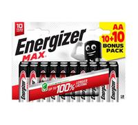 20 Piles Alcalines AA / LR6 Energizer Max (E91), 1,5 V