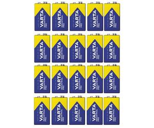 20 piles R9V R-9 6LR61 9V R-9 alcalines Varta Industrial Pro