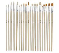 20 Pinceaux - Plat - Rond - Acrylique Et Huile - Manche Long - Fibres Naturelles Et Synthétiques - Pébéo