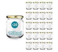 20 Pots à Confiture en Verre Vides 150ml- Bocaux en verre, Petit Pots, Bocaux pour Conserves et Confitures, Pot a Miel en Verre