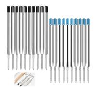 20 Recharges Stylo Bille Universelles G2 9.9cm Pointe 1.0mm Noir Bleu | École professionnels étudiants, écriture fluide, multifonction remplaçables, format standard, encre gel cartouche