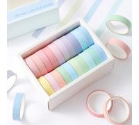20 rouleaux de mini ruban adhésif Washi : ruban décoratif fin et coloré de base, convient pour le bullet journaling, l'agenda, les loisirs créatifs, la création artistique, l'emballage, les fourniture