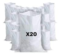 20 Sacs à Gravats, 55 x 95cm, 55kg, Résistant et Réutilisable, En polypropylène tissé blanc, Sable, Terre, Gravier, Jardinage, Cha