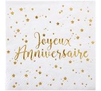 20 serviettes à cocktail jx anniversaire Blanc G