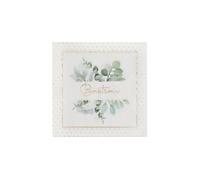 20 Serviettes de table ""Baptême Végétal"" 16.5cm style nature Champêtre avec dorure REF/8376