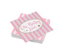 20 Serviettes en ouate 33x33cm 3plis Baby Love Rose