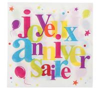 20 Serviettes en papier Anniversaire festif 33 x 33 cm