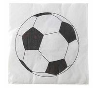 20 Serviettes en papier Ballon football 33 x 33 cm - Blanc - Taille Unique